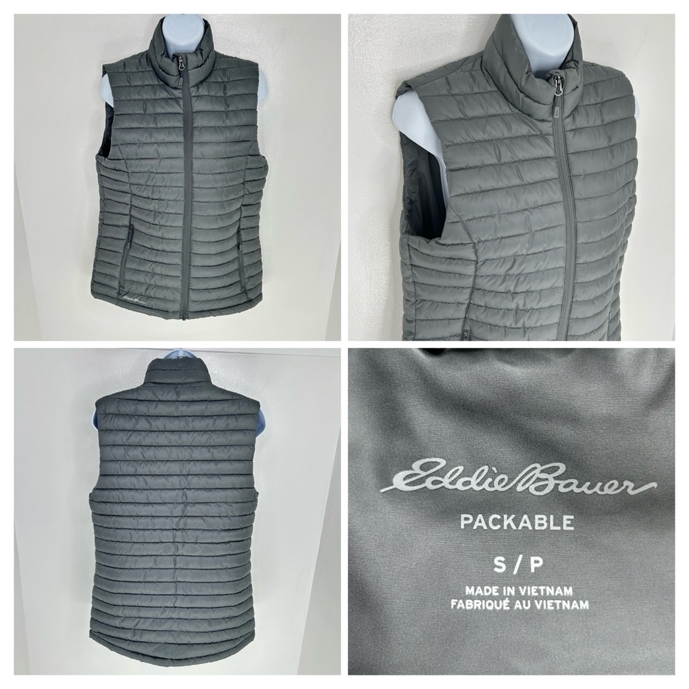 Eddie Bauer Women’s Packable Quilted Vest Size Small Metal Gray Polyester‎ Fill